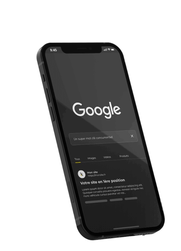 Mock up mobile d'une recherche Google